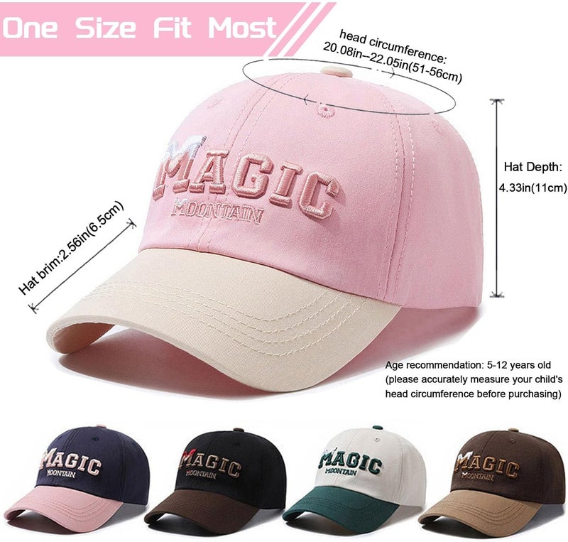 viofre Embroidery Kids Girls Baseball Hat Pink Cotton Kids Hats Toddler Girl Girls Baseball Cap Cute Toddler Sun Ball Cap Girl Hats - Image 2